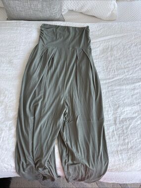 Olive Green Strapless Maternity Wide Leg Jumpsuit